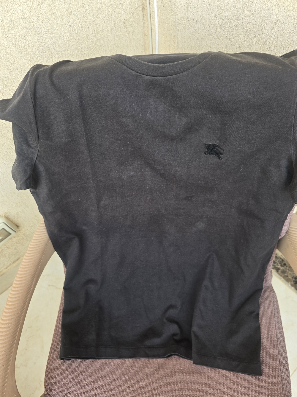 Burberry Black Short Sleeve Crewneck Tee with Embroidered Logo